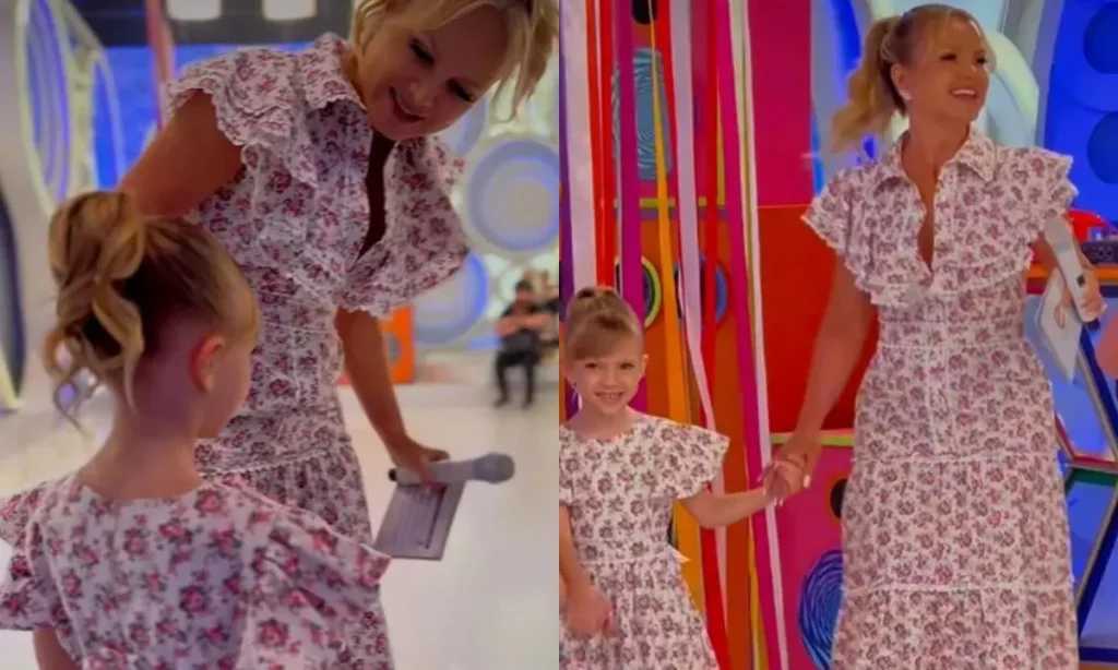 Eliana com filha no programa de hoje.
