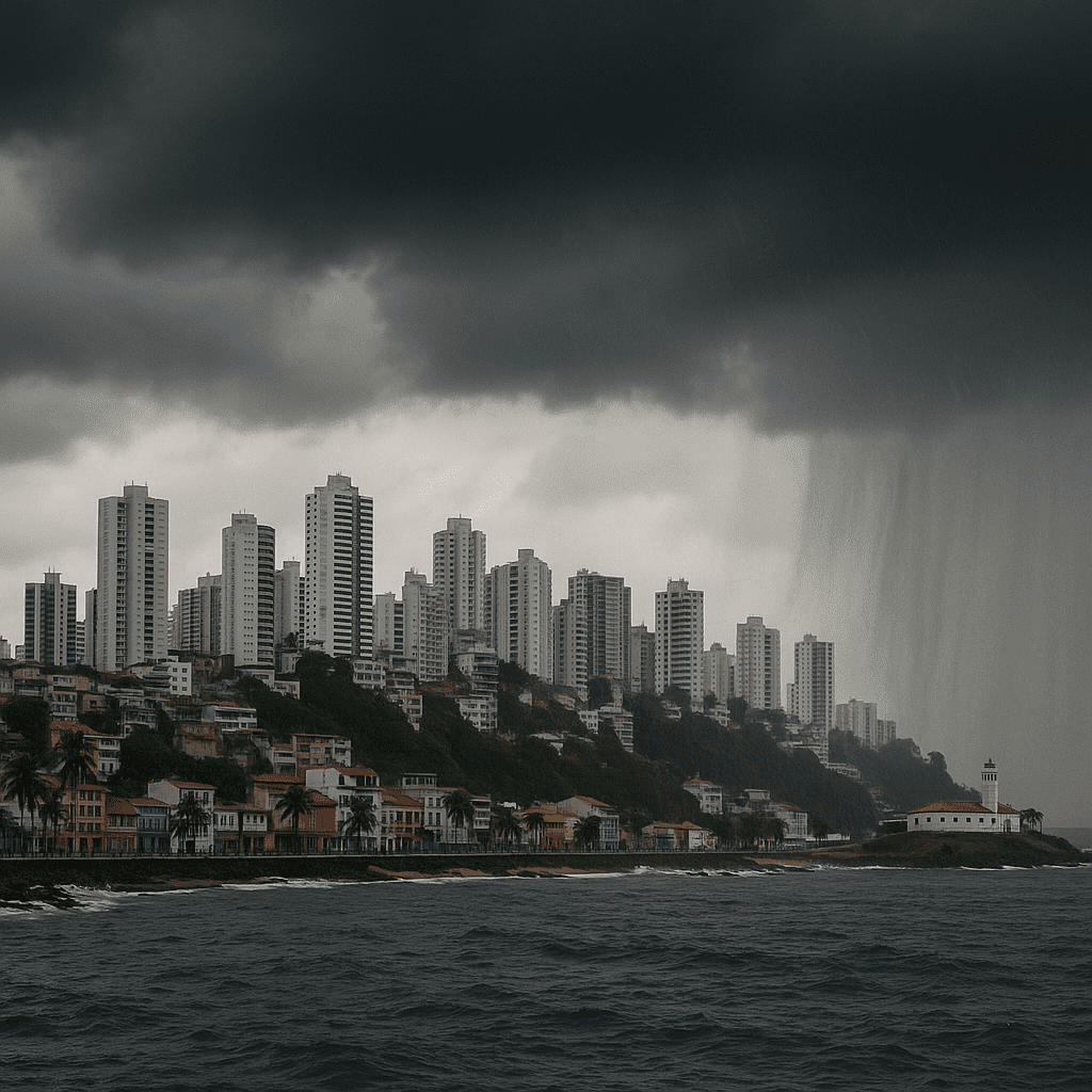 Nova Frente Fria Pode Atingir Salvador com Ventos Fortes, Chuvas Intensas e Queda de Temperatura